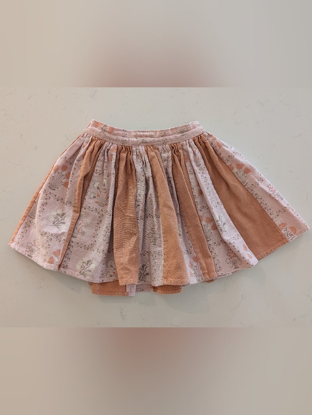 Apolina | Girls' Pink & Peach Floral Tiered Skirt